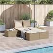 vidaXL Poly Rattan Steel Double Sun Lounger in Beige