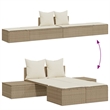 vidaXL Poly Rattan Steel Double Sun Lounger in Beige