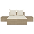 vidaXL Poly Rattan Steel Double Sun Lounger in Beige