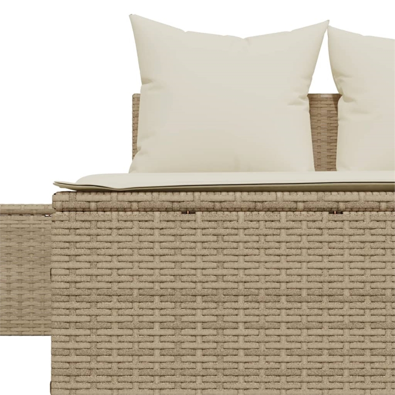 vidaXL Poly Rattan Steel Double Sun Lounger in Beige