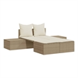 vidaXL Poly Rattan Steel Double Sun Lounger in Beige