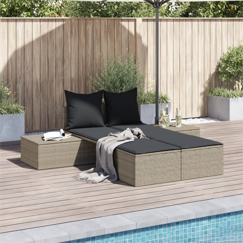 vidaXL Double Sun Lounger in Light Gray and Dark Gray