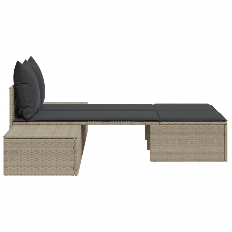 vidaXL Double Sun Lounger in Light Gray and Dark Gray