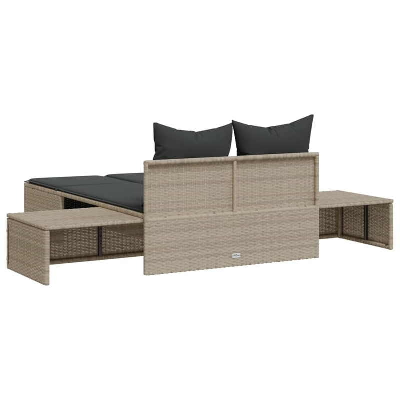 vidaXL Double Sun Lounger in Light Gray and Dark Gray