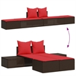 vidaXL Patio Double Sun Lounger w/ Red Cushions in Brown