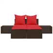 vidaXL Patio Double Sun Lounger w/ Red Cushions in Brown