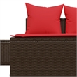 vidaXL Patio Double Sun Lounger w/ Red Cushions in Brown