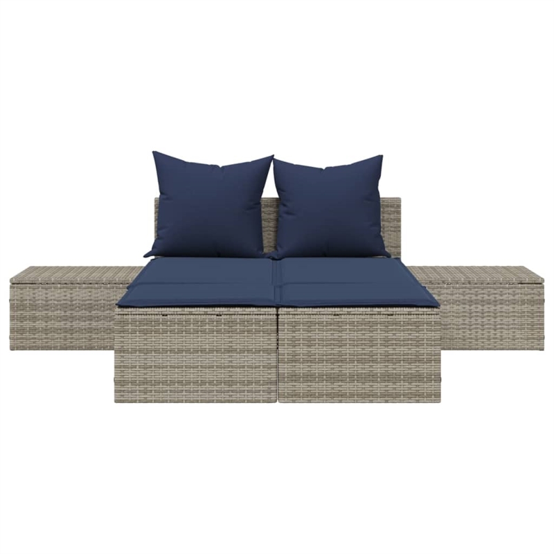 vidaXL Double Sun Lounger in Gray and Navy Blue