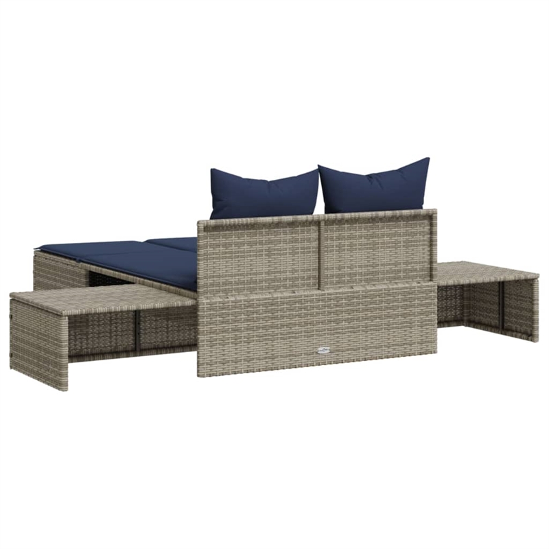 vidaXL Double Sun Lounger in Gray and Navy Blue