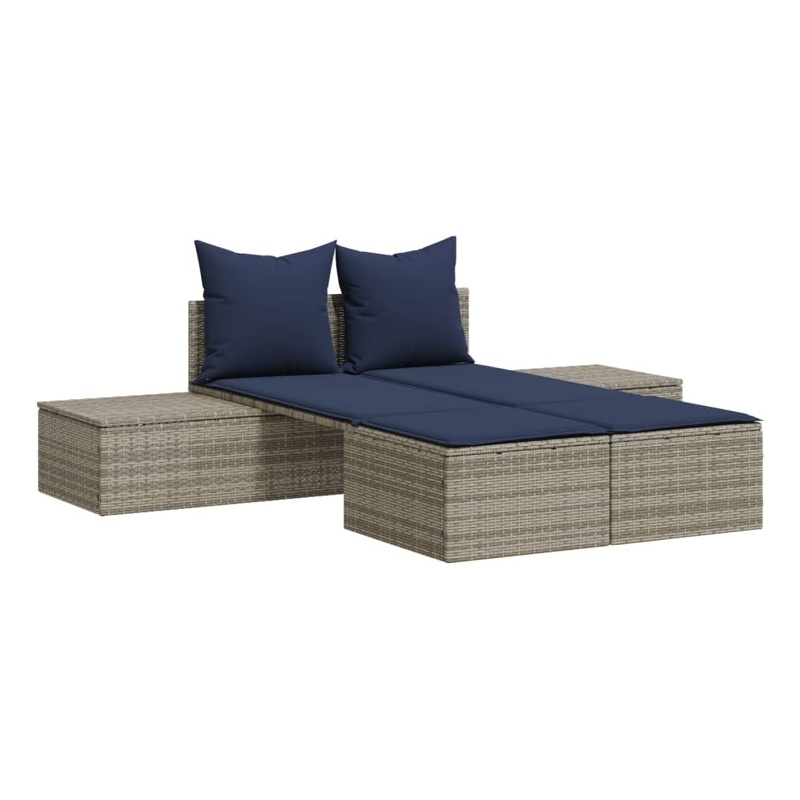 vidaXL Double Sun Lounger in Gray and Navy Blue