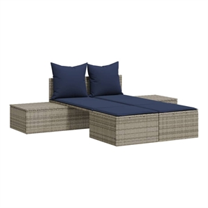 vidaXL Double Sun Lounger in Gray and Navy Blue