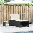 vidaXL PE Rattan Standard Sun Lounger w/ Armrests in Black