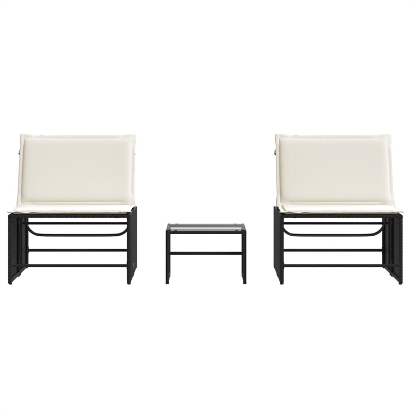 vidaXL PE Rattan Standard Sun Lounger w/ Armrests in Black