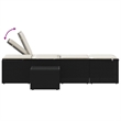 vidaXL PE Rattan Standard Sun Lounger w/ Armrests in Black