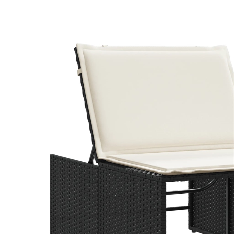 vidaXL PE Rattan Standard Sun Lounger w/ Armrests in Black