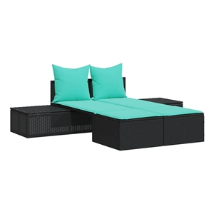 vidaXL Patio PE Rattan Steel Double Sun Lounger in Black