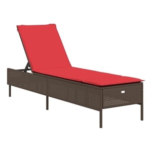 vidaXL Patio PE Rattan Steel Sun Lounger in Brown and Red