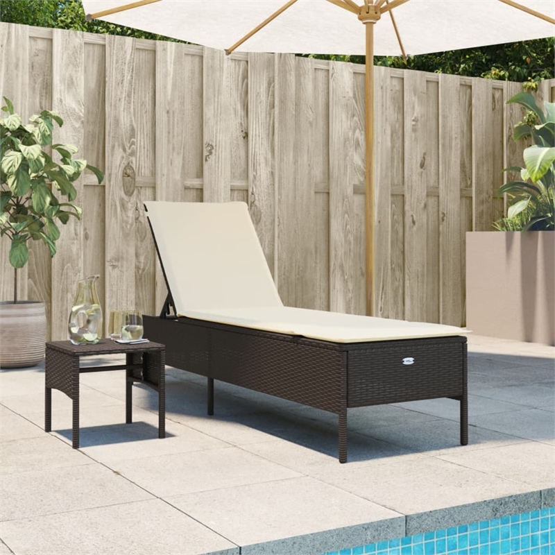 vidaXL PE Rattan Large Sun Lounger  in Brown (Set of 2)