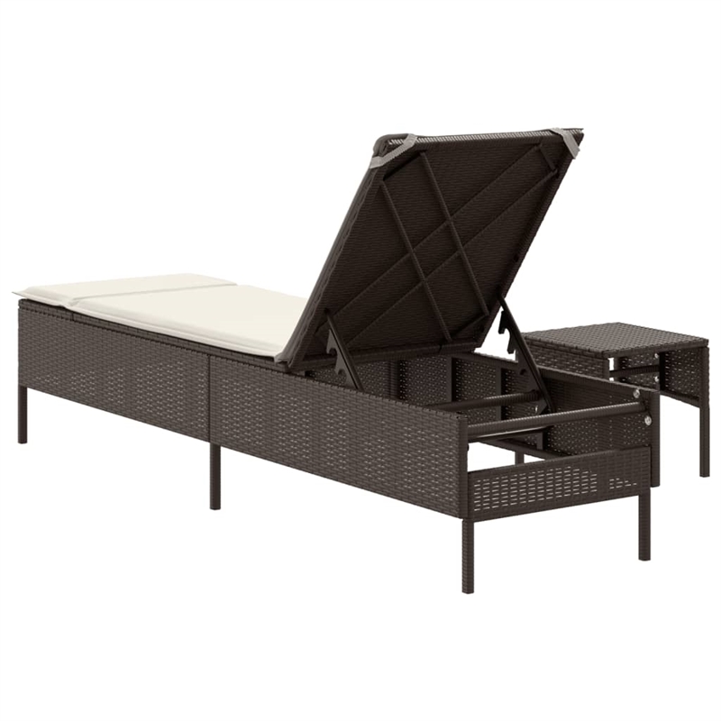 vidaXL PE Rattan Large Sun Lounger  in Brown (Set of 2)