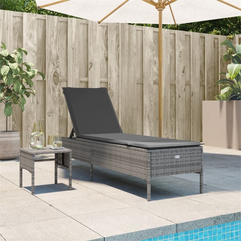 vidaXL PE Rattan Large Sun Lounger Set (2 pcs) w/ Armrests in Gray