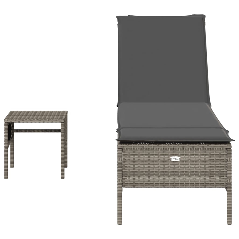 vidaXL PE Rattan Large Sun Lounger Set (2 pcs) w/ Armrests in Gray