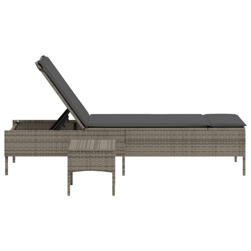 vidaXL PE Rattan Large Sun Lounger Set (2 pcs) w/ Armrests in Gray