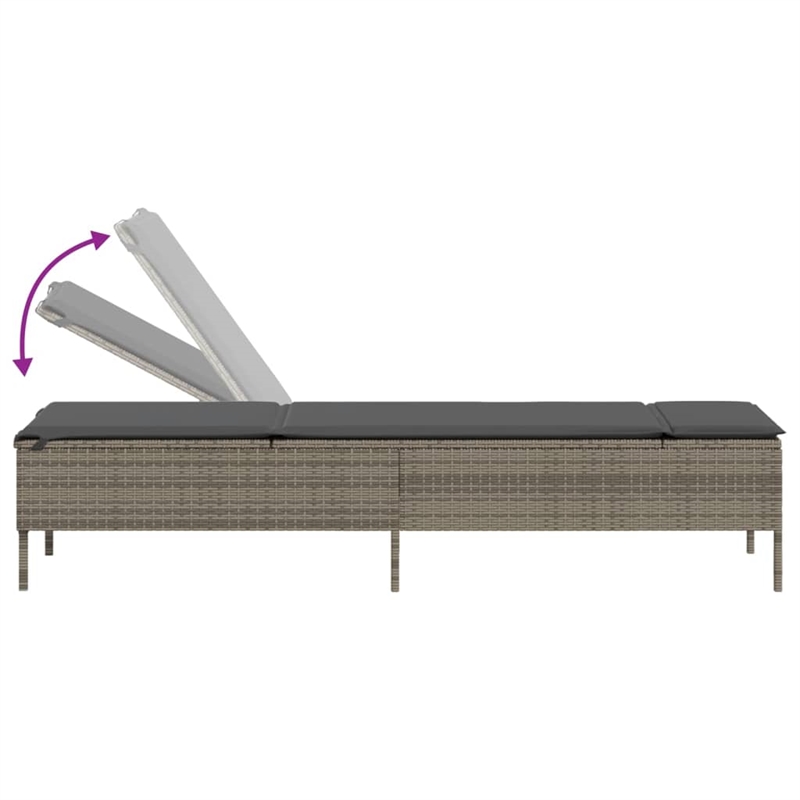 vidaXL PE Rattan Large Sun Lounger Set (2 pcs) w/ Armrests in Gray