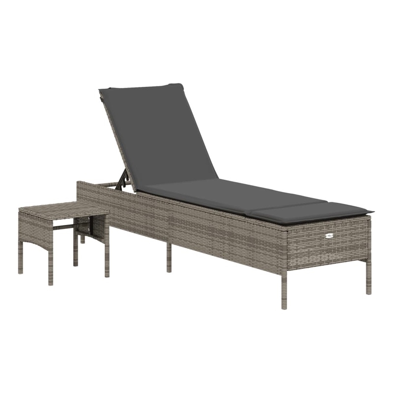 vidaXL PE Rattan Large Sun Lounger Set (2 pcs) w/ Armrests in Gray