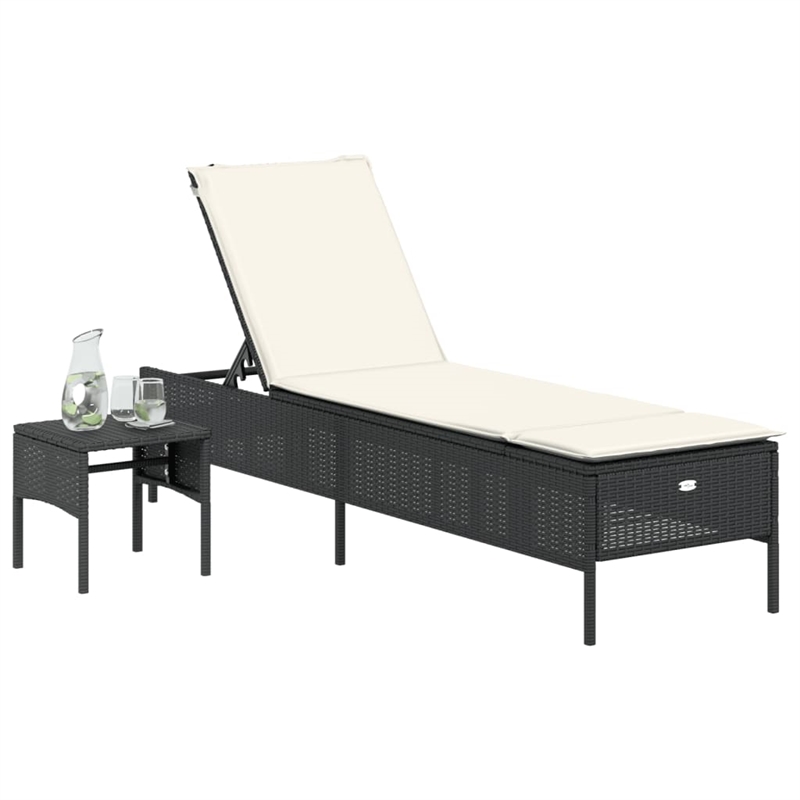 vidaXL PE Rattan Standard Sun Lounger Set (2 pcs) in Black