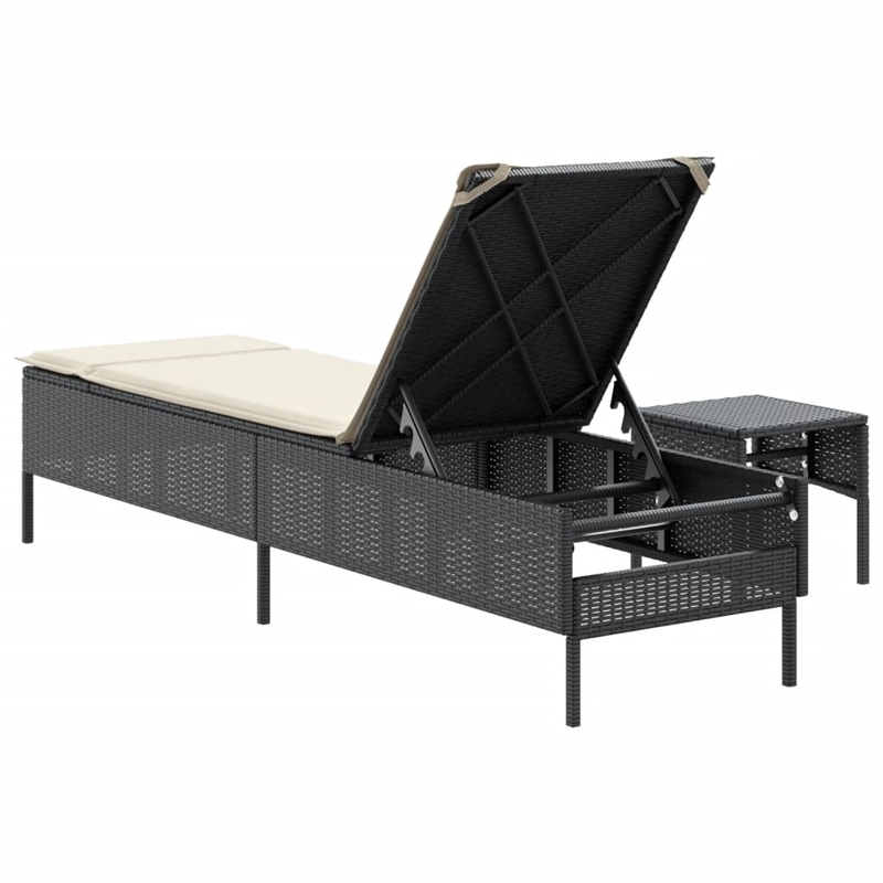 vidaXL PE Rattan Standard Sun Lounger Set (2 pcs) in Black