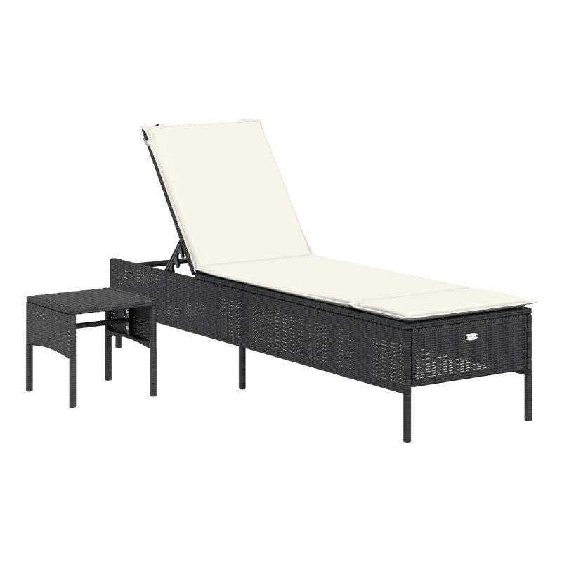 vidaXL PE Rattan Standard Sun Lounger Set (2 pcs) in Black