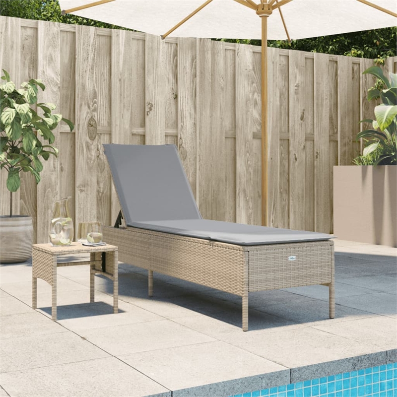 vidaXL PE Rattan One-Size Sun Lounger Set (2 pcs) in Beige