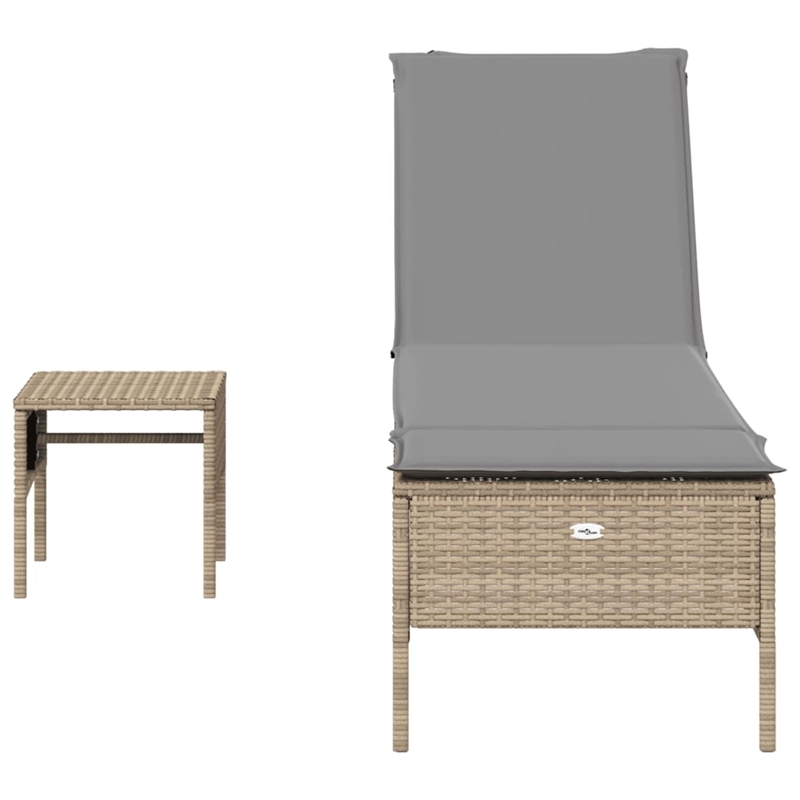 vidaXL PE Rattan One-Size Sun Lounger Set (2 pcs) in Beige