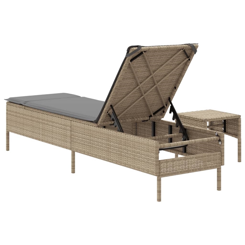 vidaXL PE Rattan One-Size Sun Lounger Set (2 pcs) in Beige