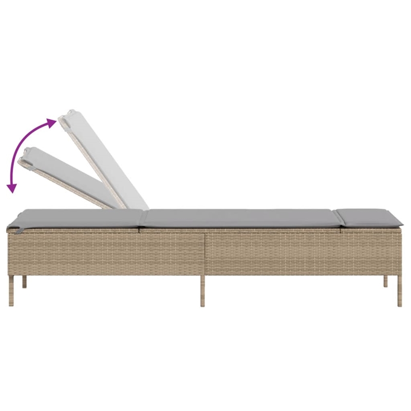 vidaXL PE Rattan One-Size Sun Lounger Set (2 pcs) in Beige