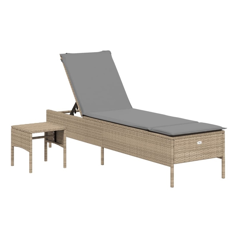 vidaXL PE Rattan One-Size Sun Lounger Set (2 pcs) in Beige