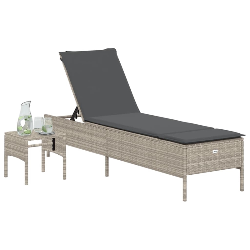 vidaXL Poly Rattan Large Sun Lounger Set (2 pcs) in Light Gray