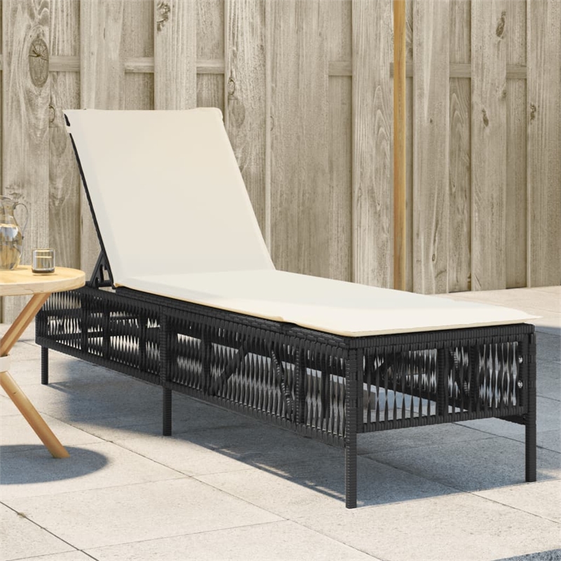 vidaXL Sun Lounger in Black and Cream White