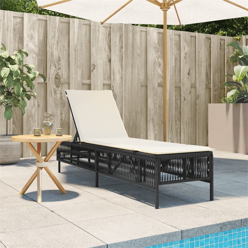 vidaXL Sun Lounger in Black and Cream White