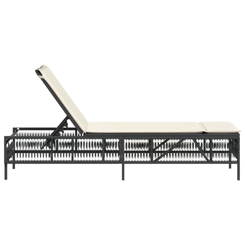 vidaXL Sun Lounger in Black and Cream White