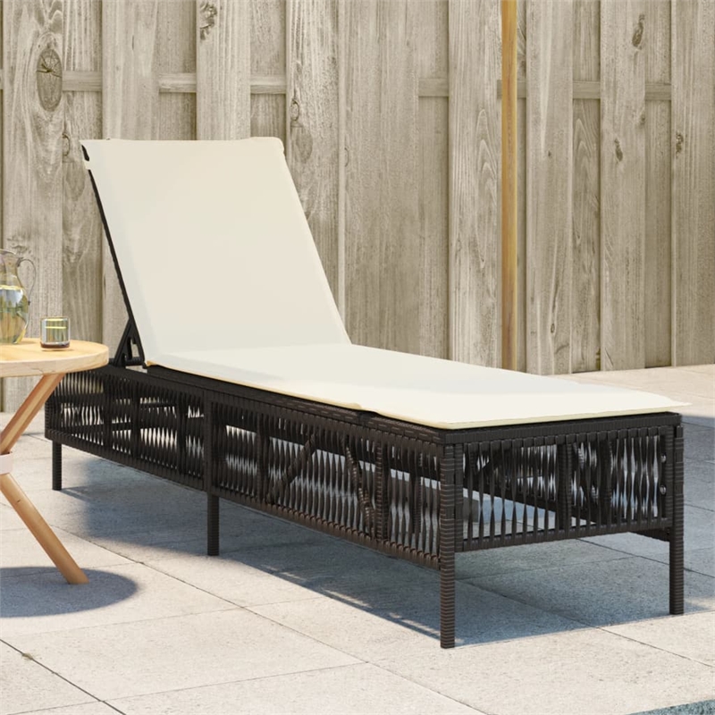 vidaXL PE Rattan Sun Lounger in Brown