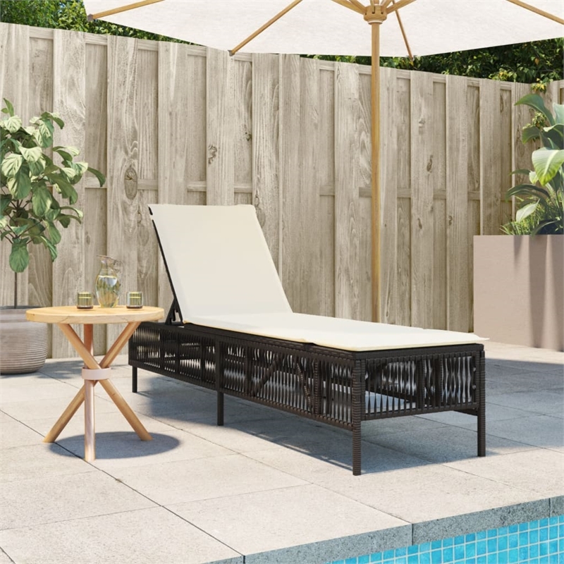 vidaXL PE Rattan Sun Lounger in Brown