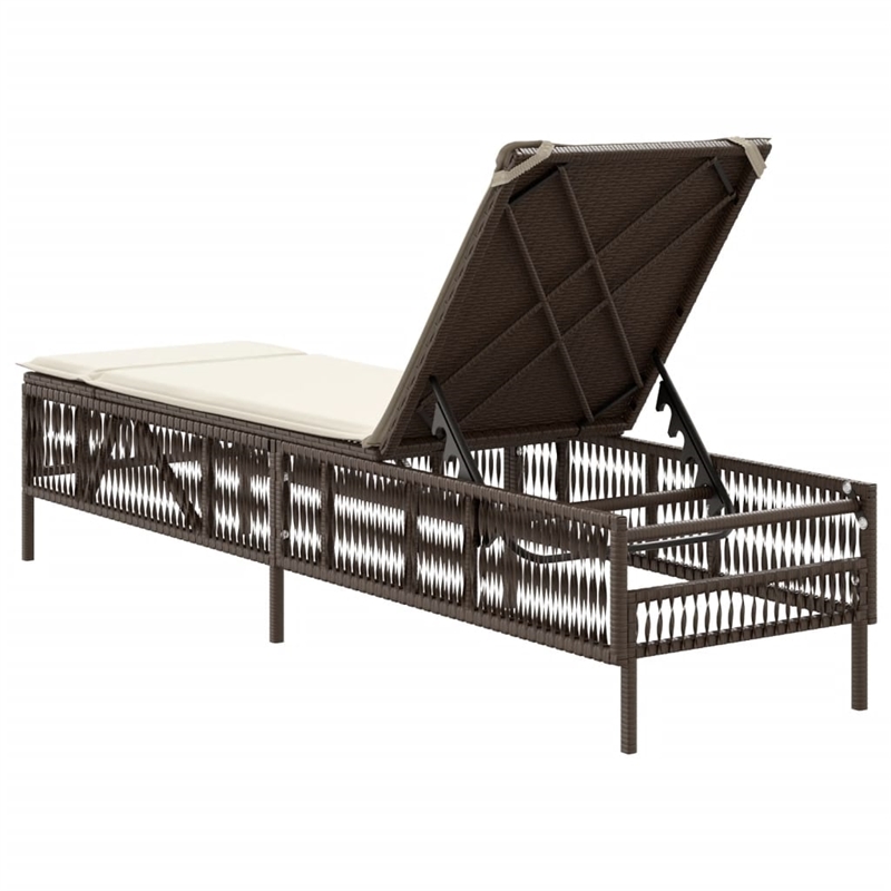 vidaXL PE Rattan Sun Lounger in Brown