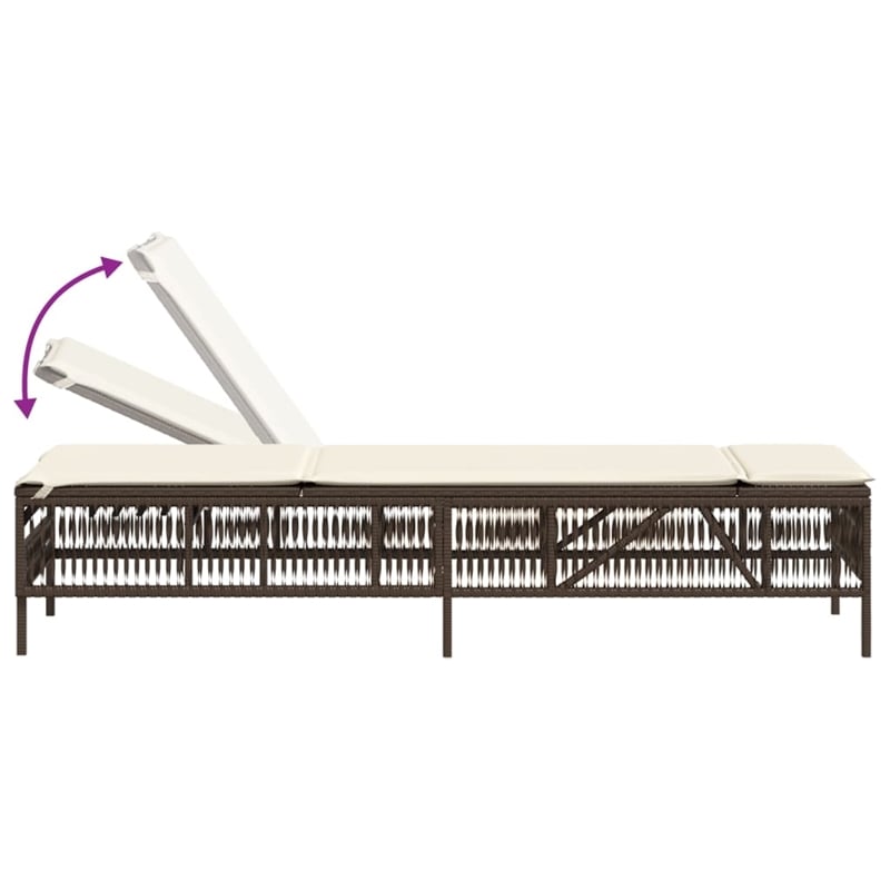 vidaXL PE Rattan Sun Lounger in Brown