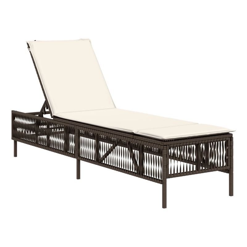 vidaXL PE Rattan Sun Lounger in Brown