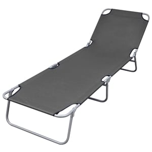 vidaXL Powder-Coated Steel Sunlounger 74.4 x 22.8 x 10.6 in in Gray