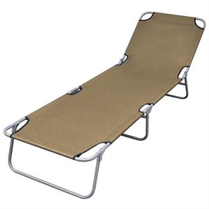 vidaXL Powder-Coated Steel Sunlounger 74.4 x 22.8 x 10.6 in in Taupe