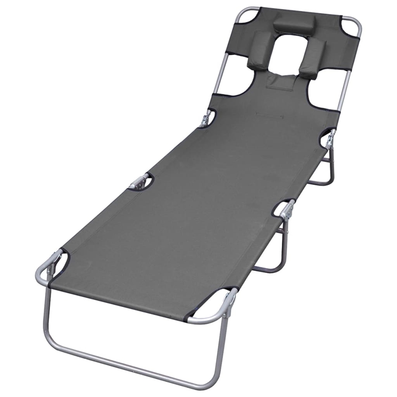 vidaXL Oxford Fabric Sunlounger w/ Adjustable Armrests 600D in Gray