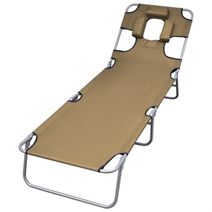 vidaXL Powder-Coated Steel Standard Foldable Sunlounger in Taupe