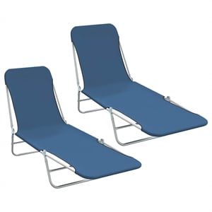 vidaXL Powder-Coated Steel Sunlounger Set of 2 Standard Foldable in Blue